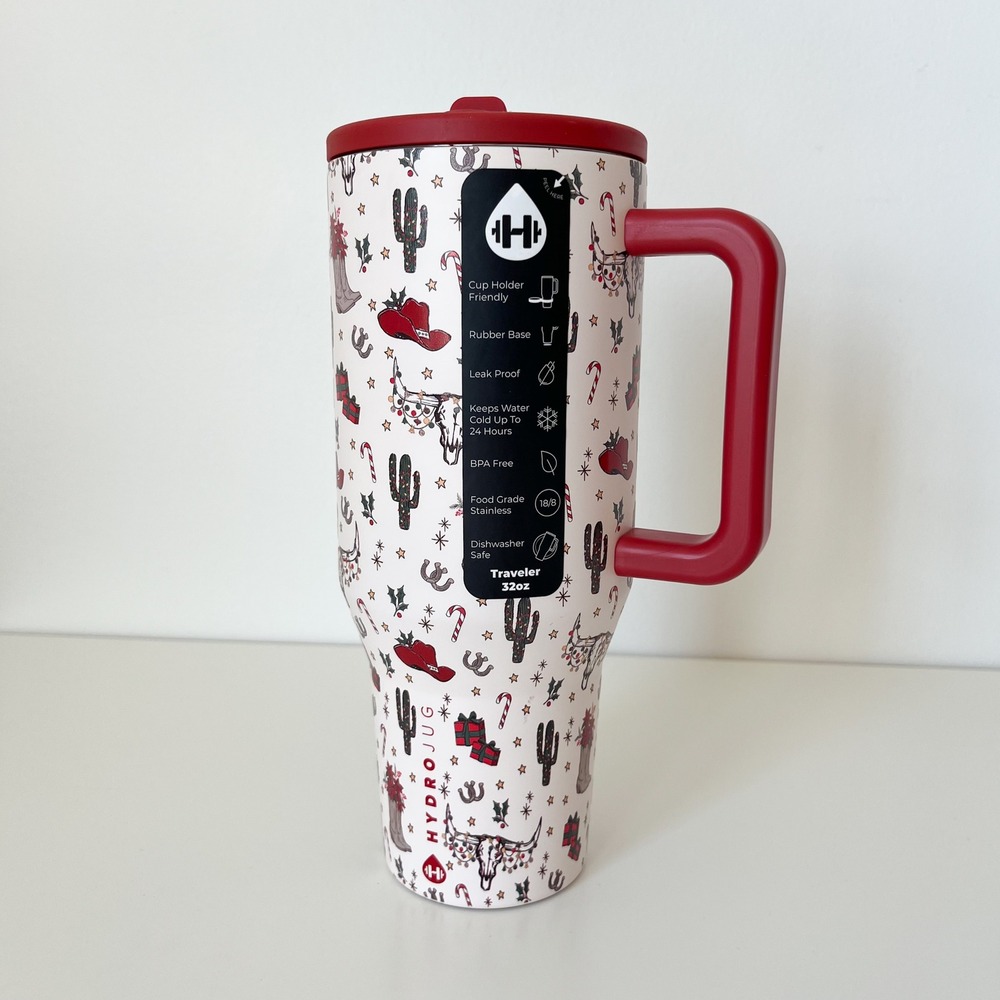 NEW HydroJug 32 oz Traveler Cowboy Christmas